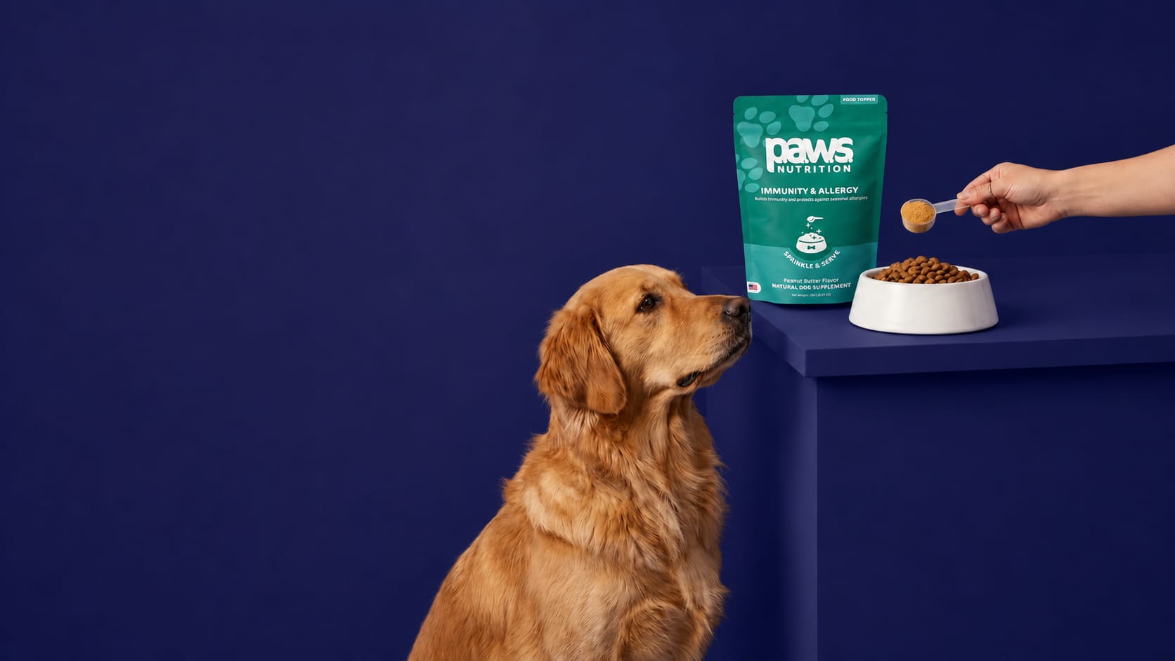Dog enjoying P.A.W.S Nutrition